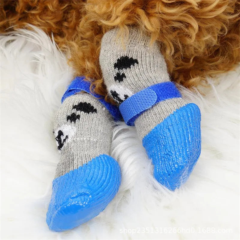 4pcs/lot Pet Dog Shoes Socks Anti-Slip Puppy Socks Warm Dog Boots Pet Paw Protectors for Small Dogs Pet Supplies