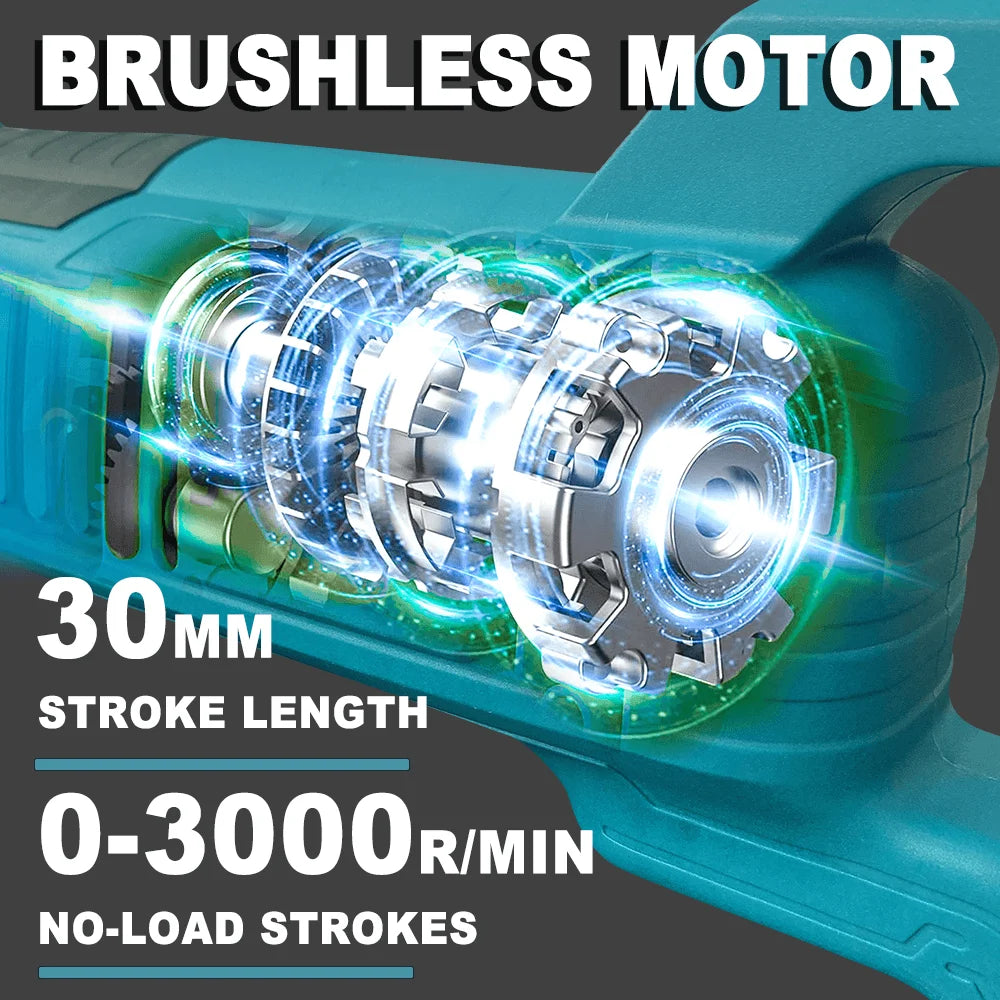 Cordless Brushless Reciprocating Saw Wood Metal PVC Pipe Cutting Power Tool With 4pcs Saw Blades For Makita 18V Battery
