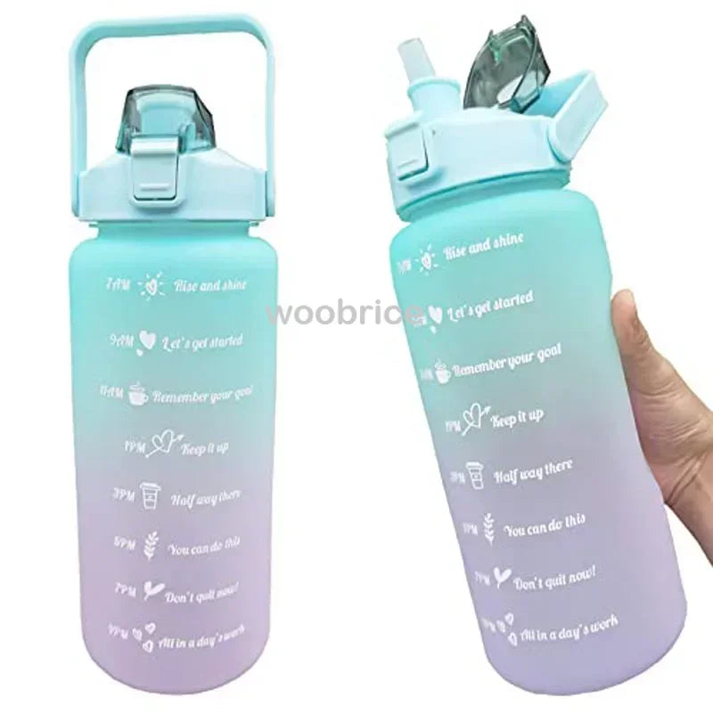 2 Liter Large Capacity Sports Water Bottle Leak Proof Colorful Plastic Cup Drinking Outdoor Travel Portable Gym Fitness Jugs