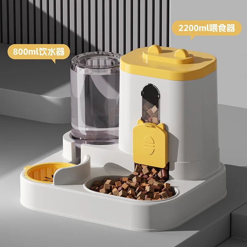 Cat Bowl Automatic Feeder with Spill Proof Design with Water Fountain Pet Food Dispenser for Small Medium Large Cats Dogs