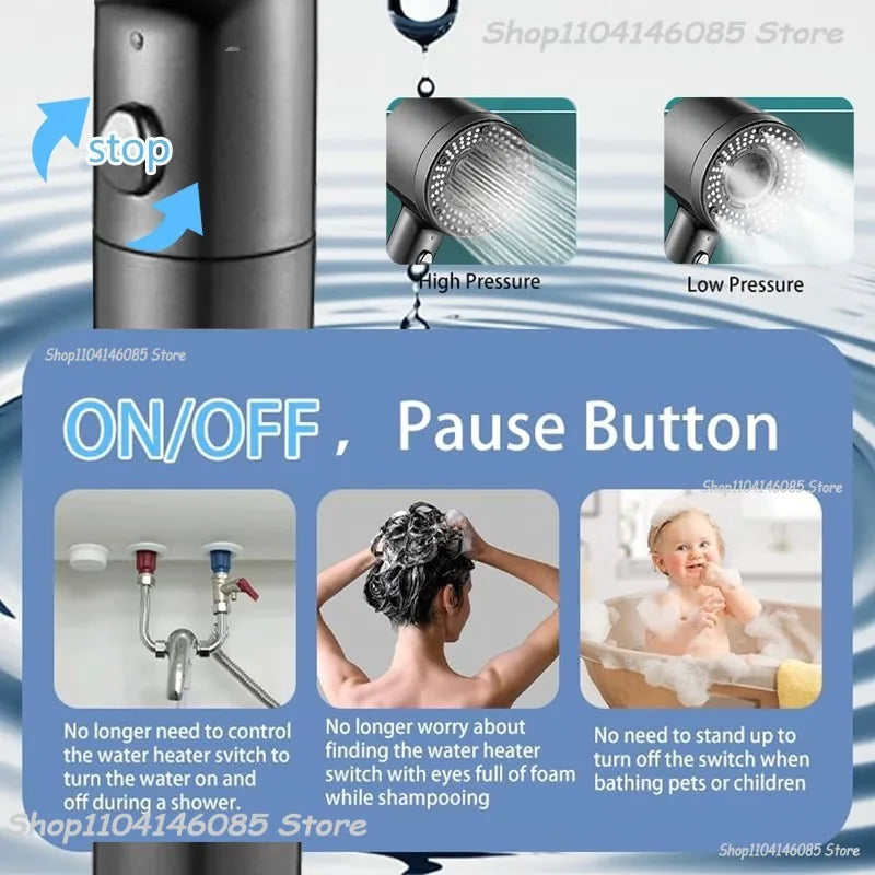 5 Modes Shower Head High Pressure Showerhead Portable Filter Rainfall Faucet Tap Bathroom Bath Home Bathroom Accessories
