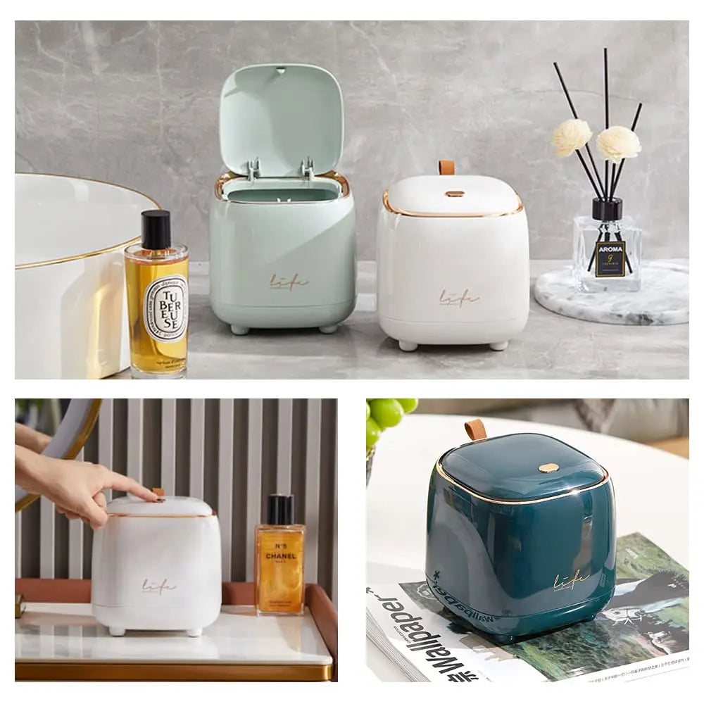 Mini Countertop Trash Can with 3 Rolls of Trash Bags, Waste Can with Press Type Lid, 1.5 Liter Wastebasket Trash Can Dispenser