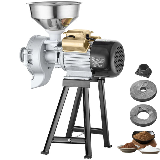 SucceBuy Electric Grain Mill Grinder 3000W Spice Grinders Commercial Corn Mill with Funnel Cereal Wheat Grinders Dry&Wet Grinder