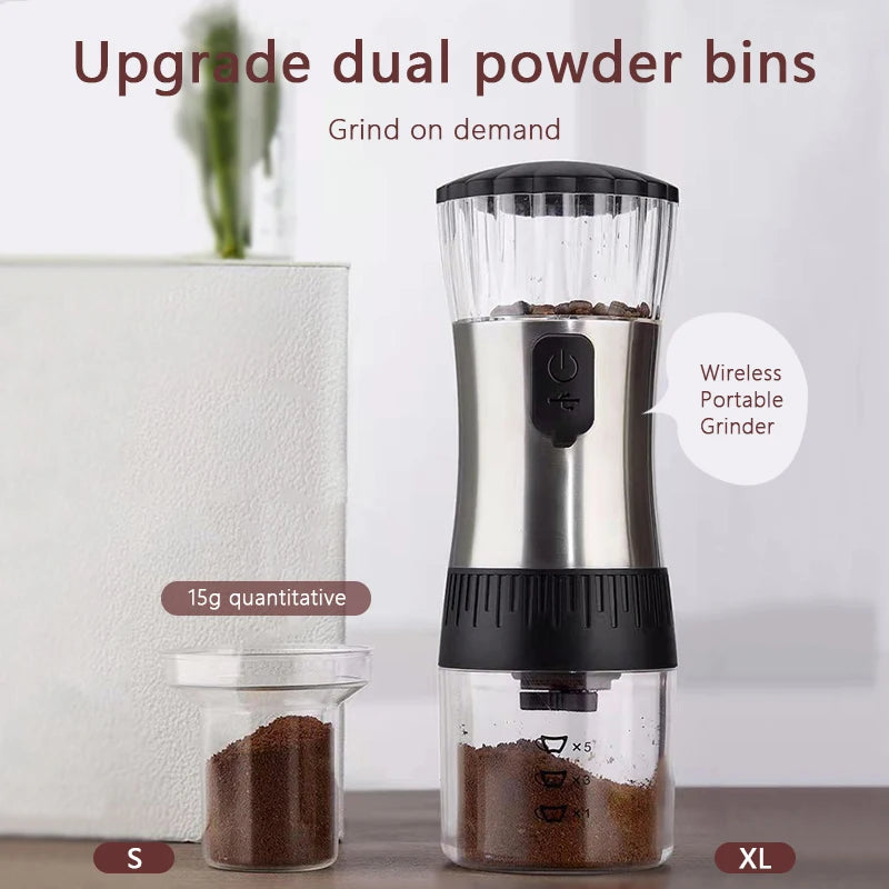 Electric Burr Coffee Grinder Adjustable Burr Mill Conical Coffee Bean Grinding with USB Charge Ceramic Grinding Coffee Beans