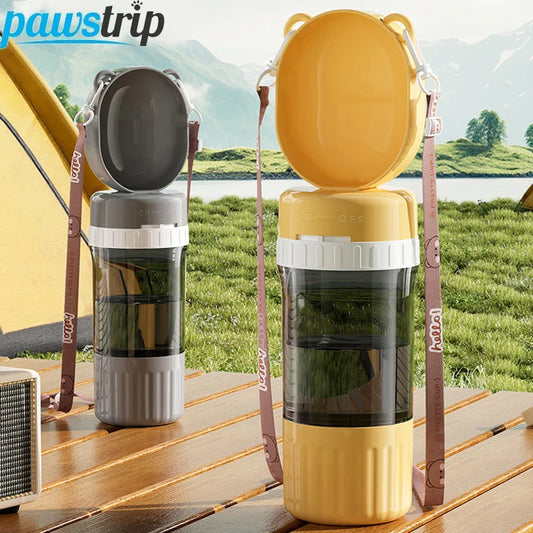 2 in 1 Portable Dog Water Bottle Pet Water Container with Food Storage Pet Travel Drinking Bowl for Dogs Cats Pet Supplies