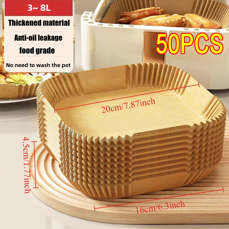 Air Fryer Paper Disposable Air Fryer Liners Paper Baking Paper Barbecue Plate NonStick Mat Kitchen Oven Oil AbsorbingPaper Tool
