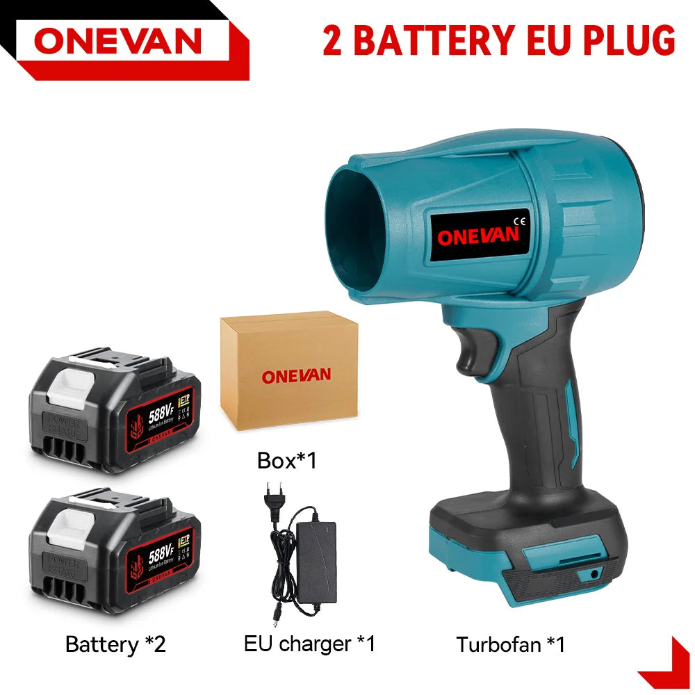 ONEVAN 200M/S Brushless Turbo Blower 2000W Handheld Cordless Electric Air Blower Dust Snow Removal Tool for 18V Battery