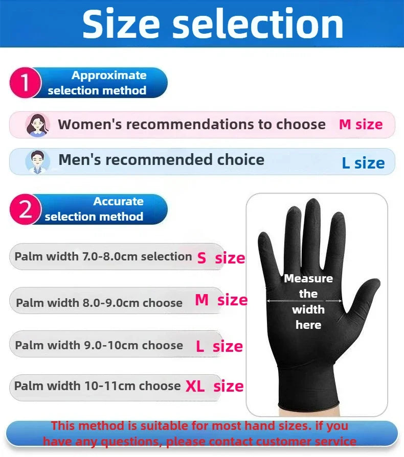Disposable Gloves Black Nitrile Gloves Latex Versatile Waterproof Suitable for Kitchen Cleaning Dishwashing Cooking Automobile