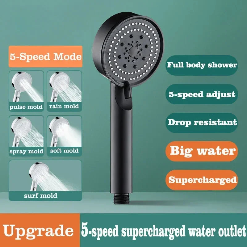 Shower Temperature High Quality Shower Head Water Filter Adjustable High Pressure Shower One-Key Stop Bathroom Accessories