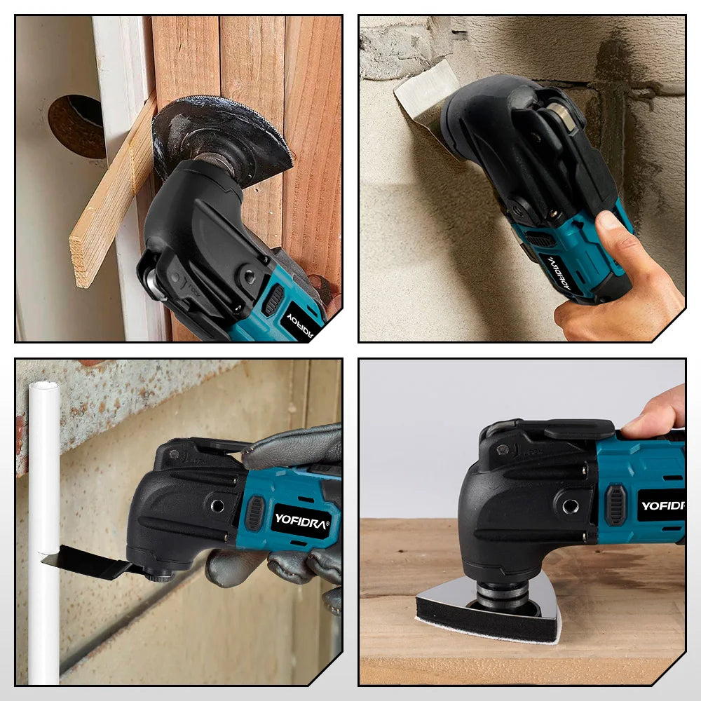 YOFIDRA 6 versnellingen snoerloze oscillerende multitool elektrische snij-, polijst- en trimmachine elektrisch gereedschap voor Makita 18-21V accu