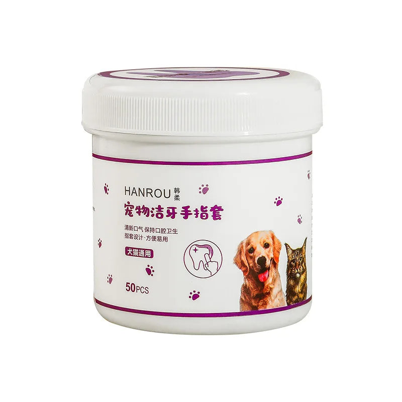 Pet Teeth Cleaning Finger Wipes for cat dog Ear Eyes Wipes Pads Tear Stain Food-Grade Effective Finger Toothbrush Pet Supplies