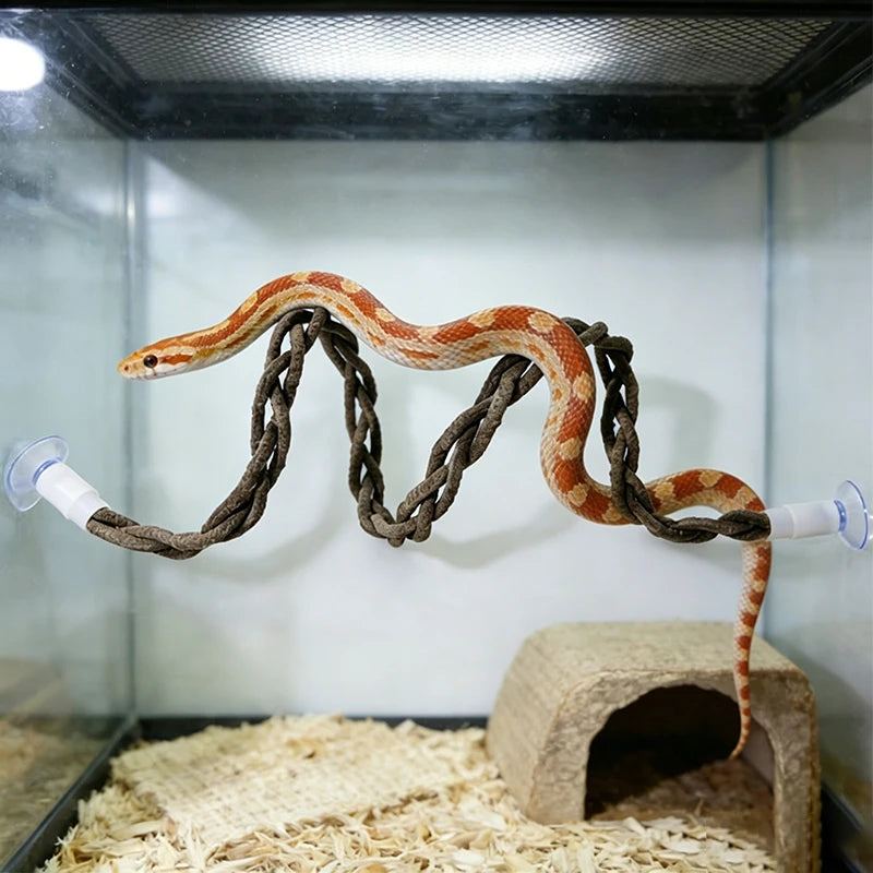 Hanging Snake Climbing Toy with Suction Cup Simulated Tree Vine Lizard Climbing Rope Reptile Habitat Bird Standing Toy