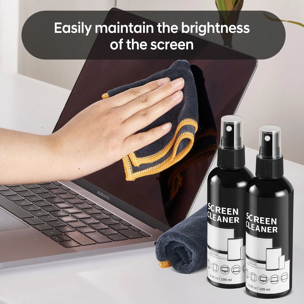 Screen Cleaner Spray Kit-Glass Cleaner Spray and Microfiber Cleaning Cloth,Suitable for a Variety of Glass,Glasses,Camera Lenses
