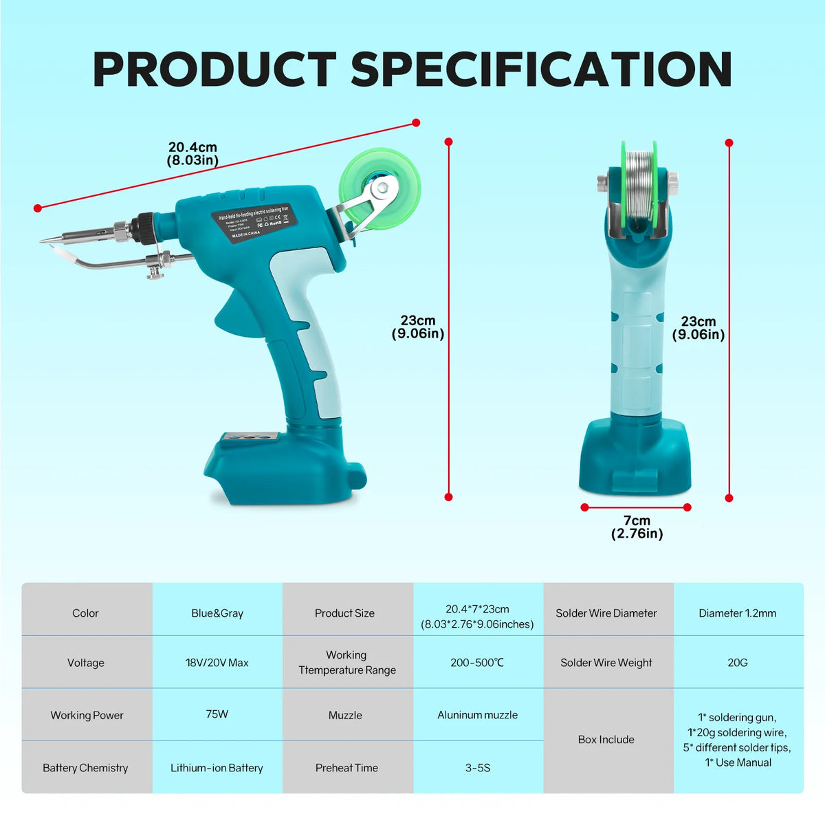 75W Draadloze soldeerboutset 200℃-500℃ Instelbare temperatuur soldeerpistool lasreparatiegereedschap voor Makita 18V-accu