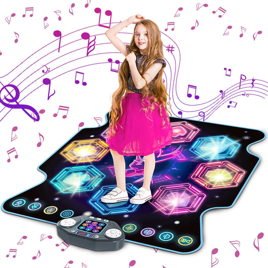 VATOS Dance Mat for Kids - 27 Levels, 8 LED Keys, Bluetooth 5, 5 Game Modes, Built-in Music for Ages 3+ Years - Quality Shopping Centre