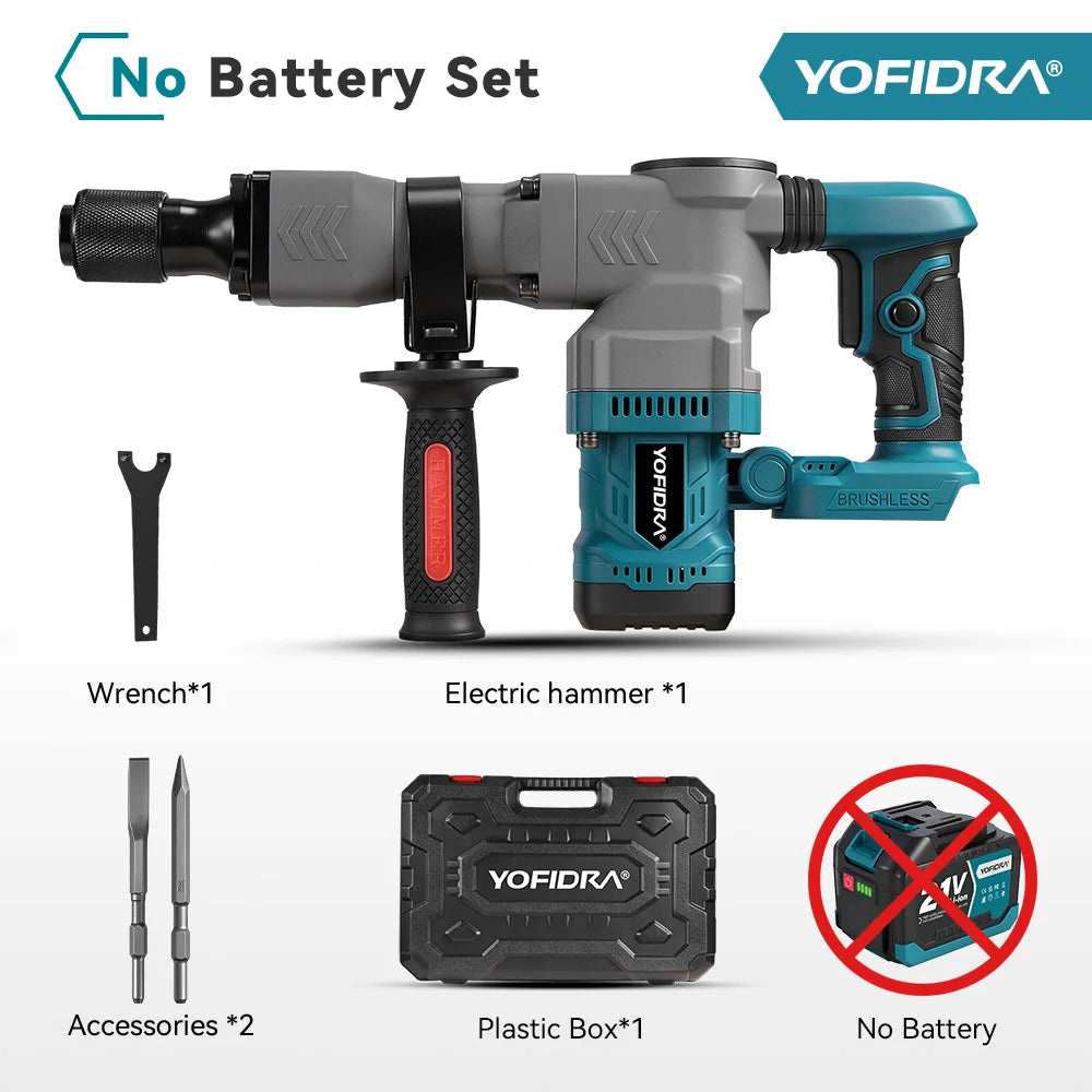 Perceuse à percussion et visseuse sans fil YOFIDRA 6000W, outil rotatif électrique haute performance compatible avec les batteries Makita