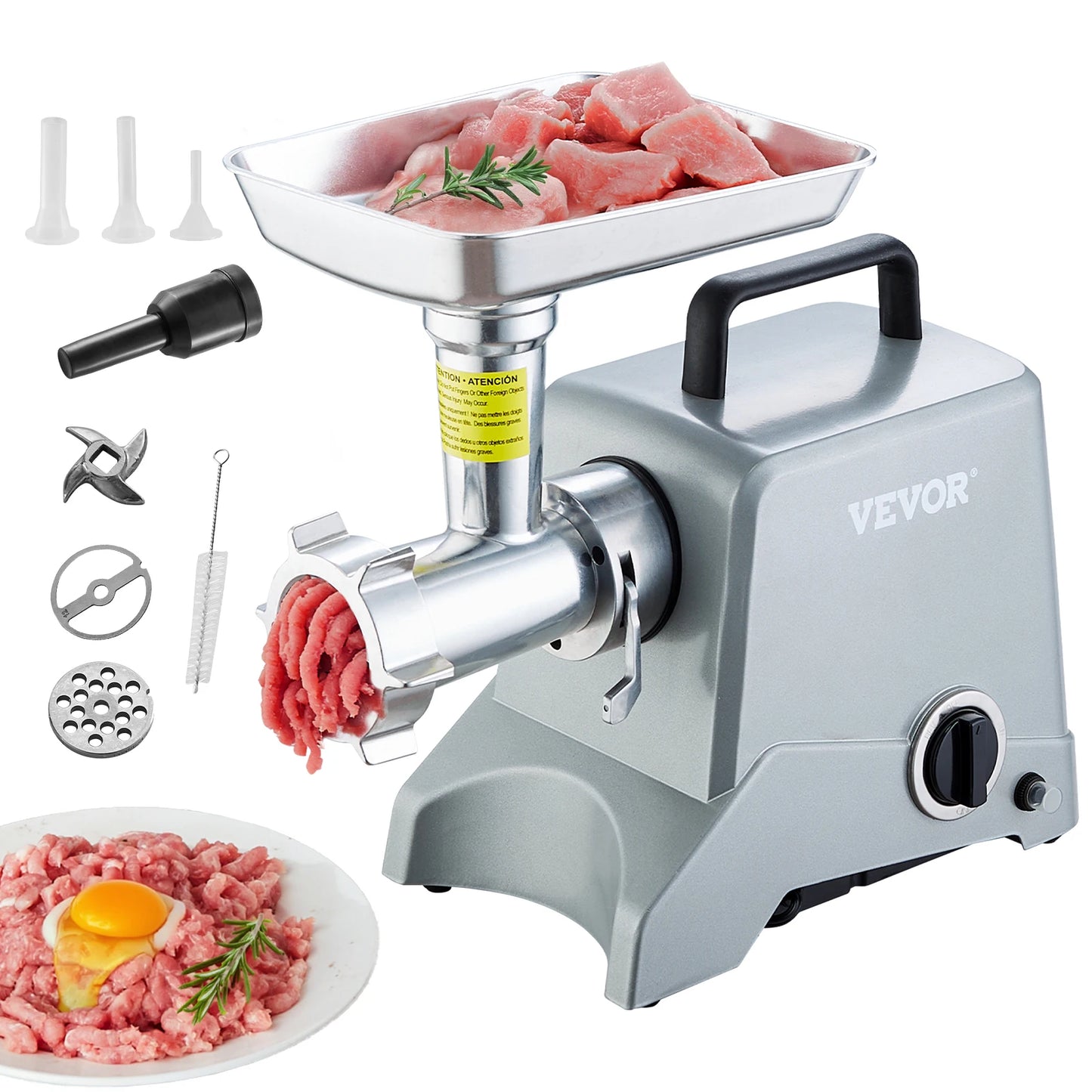 SucceBuy 5 Lb/Min Capacity Electric Meat Grinder Meat Mincer with Blade, Grinding Plate, Sausage Stuffing Blade and 3 Tubes