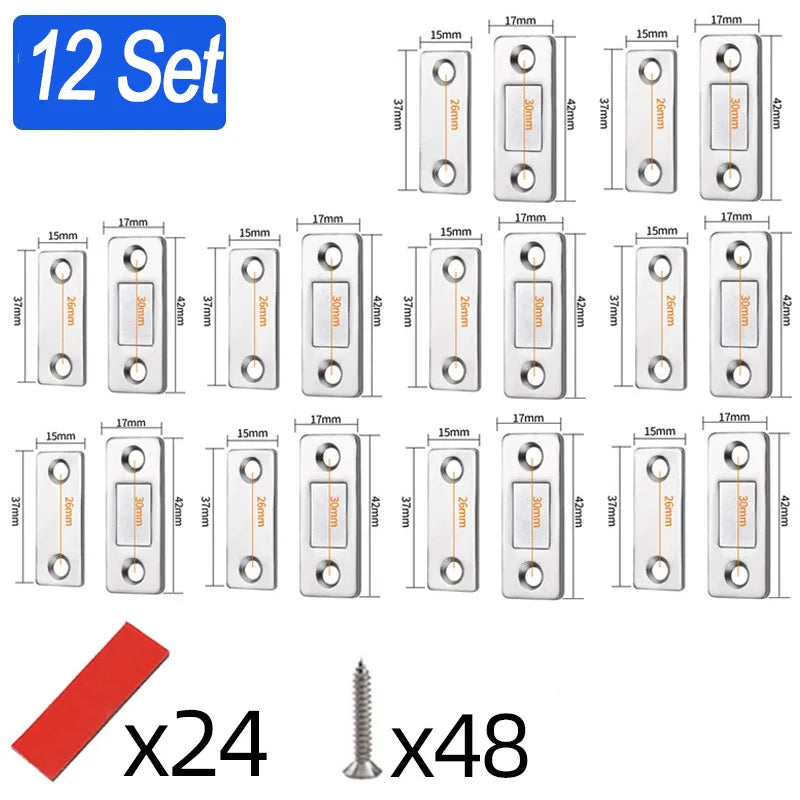 Magnetic Cabinet Catches Ultra Thin Door Strong Magnets Stopper Invisible Adhesive Drawer Magnet Lock for Kitchen Closet Closer