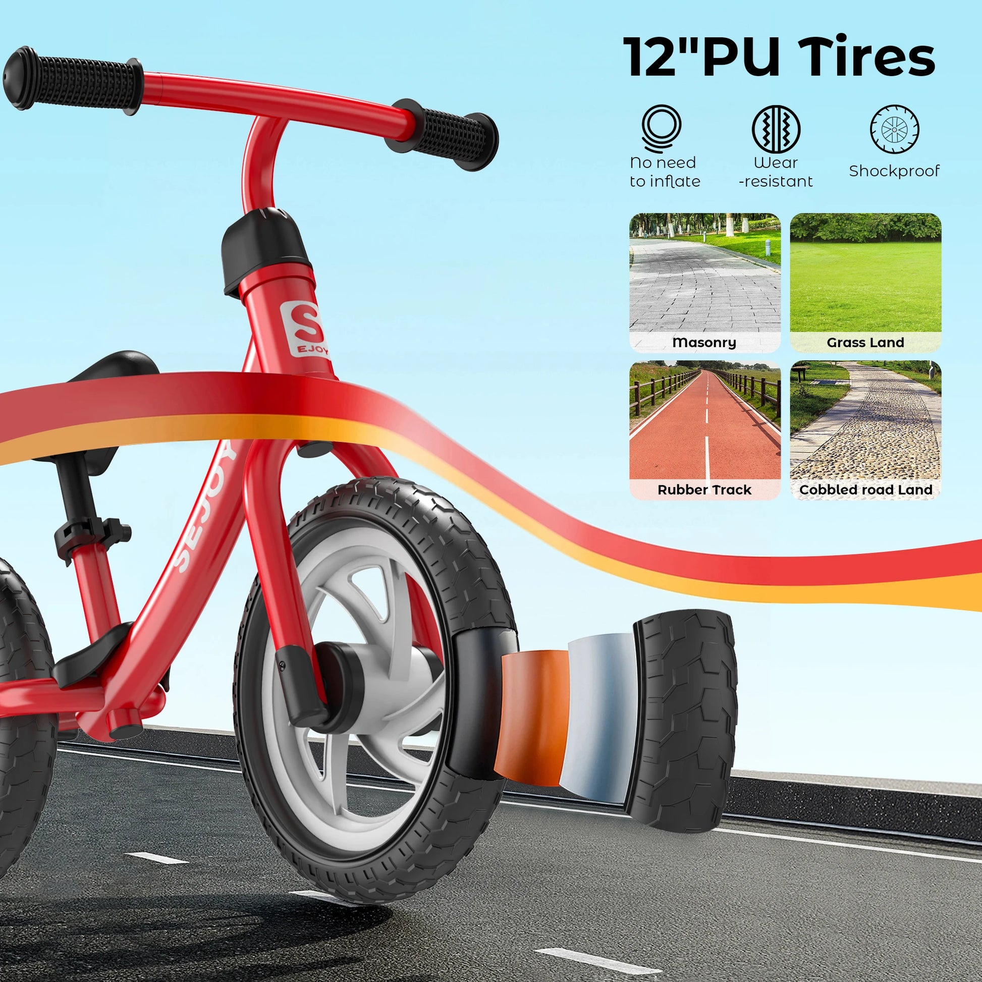 SEJOY Balance Bike for Kids - 12" Wheels, Adjustable Saddle, Perfect Outdoor Toy for Ages 3-6 Years Old - Quality Shopping Centre