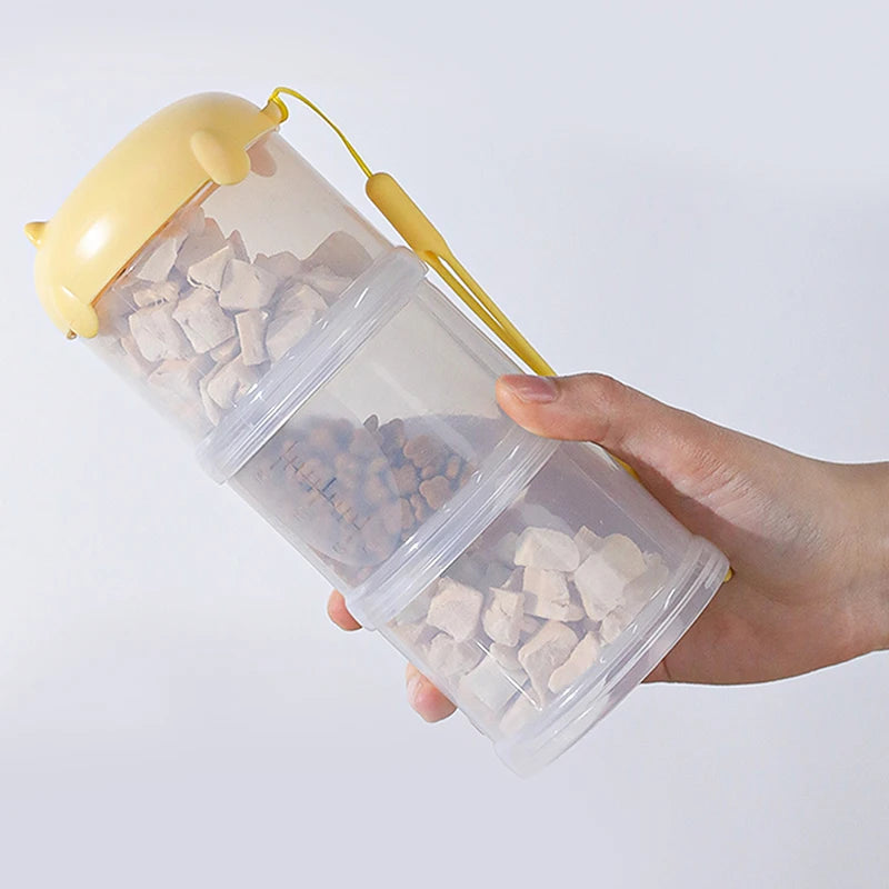 3 Layers Pet Food Storage Container Outdoor Portable Dog Food Dispensing Tank Transparent Sealed Food Storage Jar with Scale