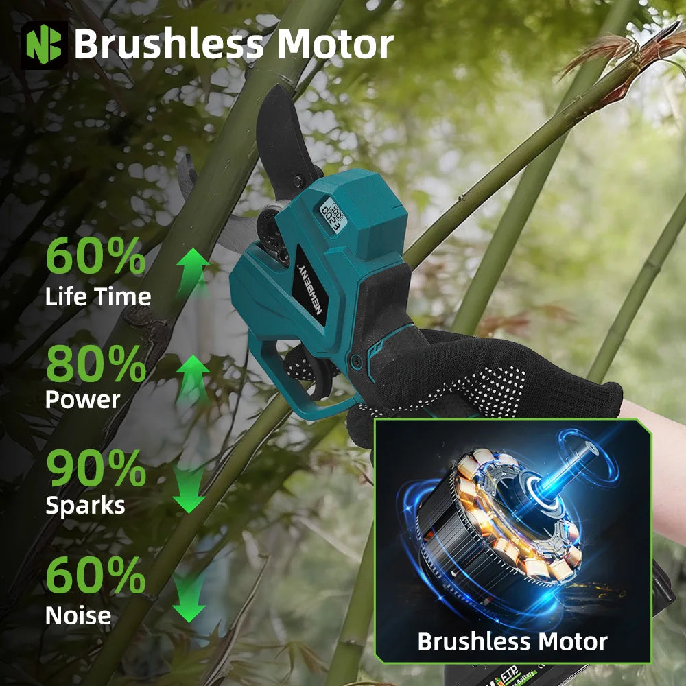 YOFIDRA 60MM Borstelloze Elektrische Schaar 4 Versnellingen Instelbare Snoeischaar Draadloos Elektrisch Gereedschap voor Makita Accu