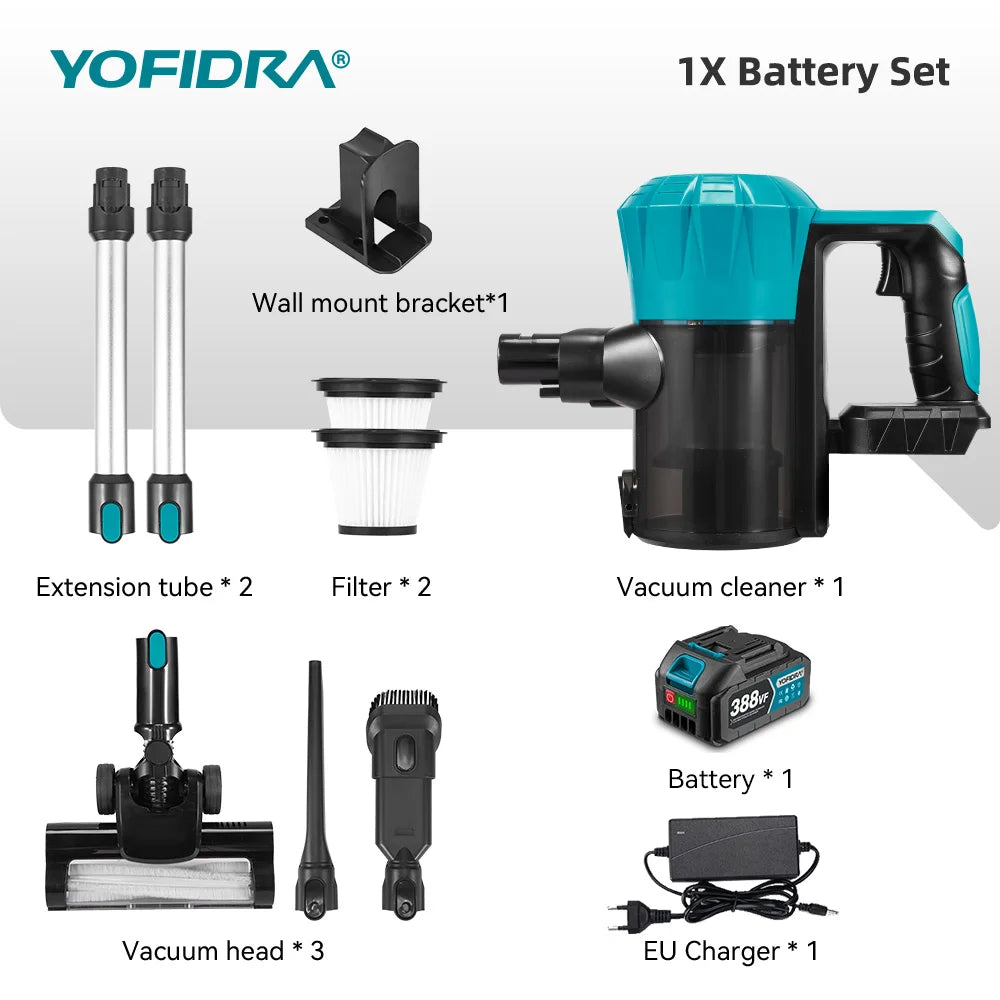 Aspirateur électrique sans balais YOFIDRA 1500ML, dépoussiéreur rechargeable, outil de nettoyage domestique pour batterie Makita