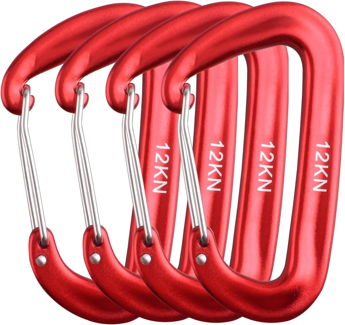 4PCS 12kN Carabiners Set D-type 8.5X5CM Heavy Duty Buckle Hook Outdoor Aluminum Clips For Hammock Camping And Hiking