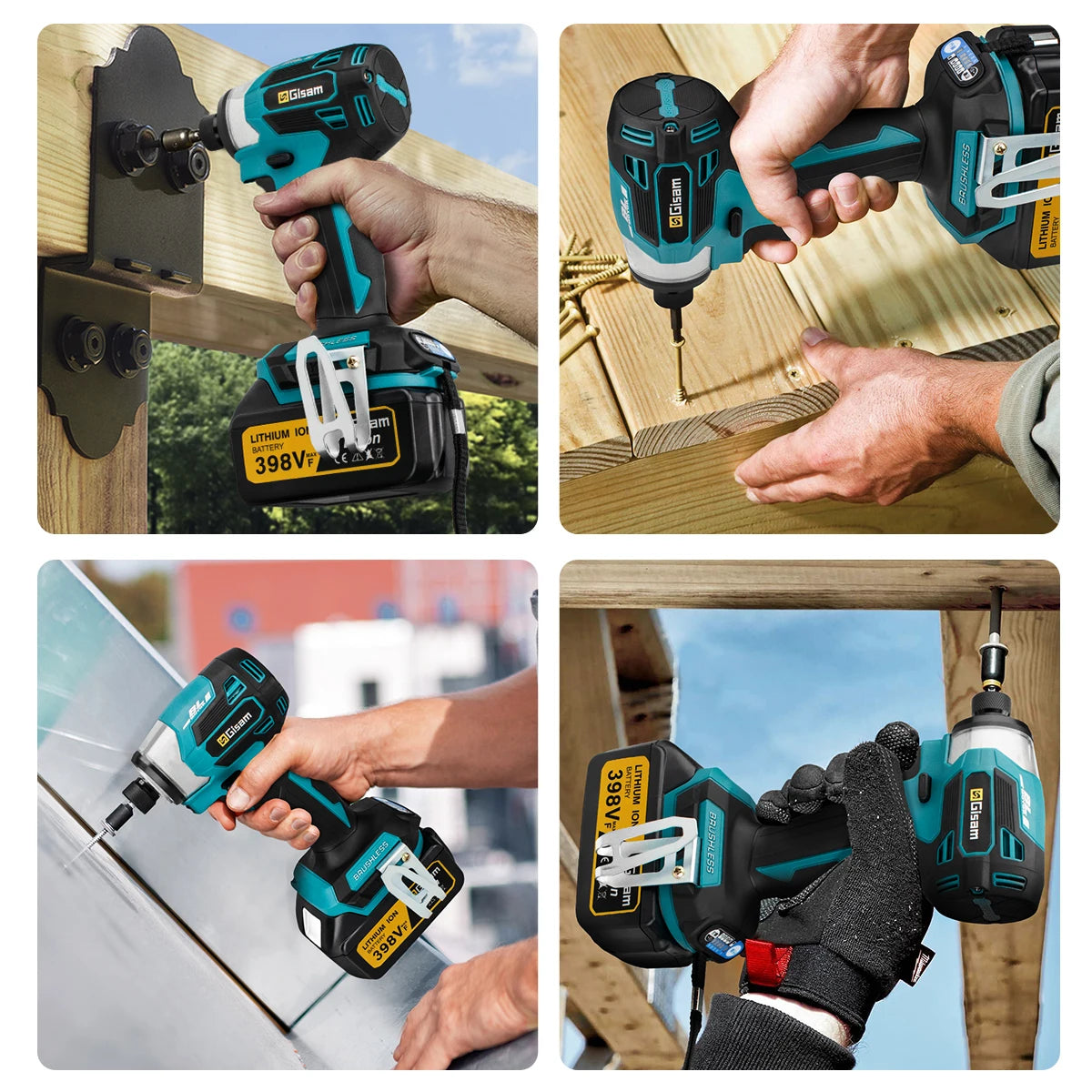 Gisam Cordless Electric Impact Screwdriver 688NM Power Tool Rechargeable Brushless Wrench Driver Kit for Makita 18V Battery Pins