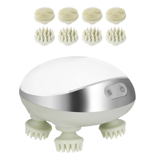 SucceBuy Electric Scalp Massager Heat Rechargeable Heated Head Massager Waterproof Portable Scratcher Hair Growth Stress Relax