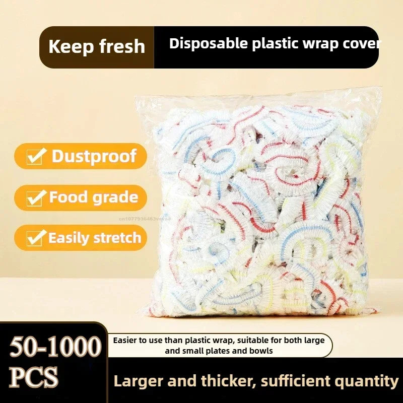 Transparent Food Grade Disposable Plastic Packaging-Retractable Wrap for Bowls,Dishes,Fruits and Vegetables-Dust-proof Cover