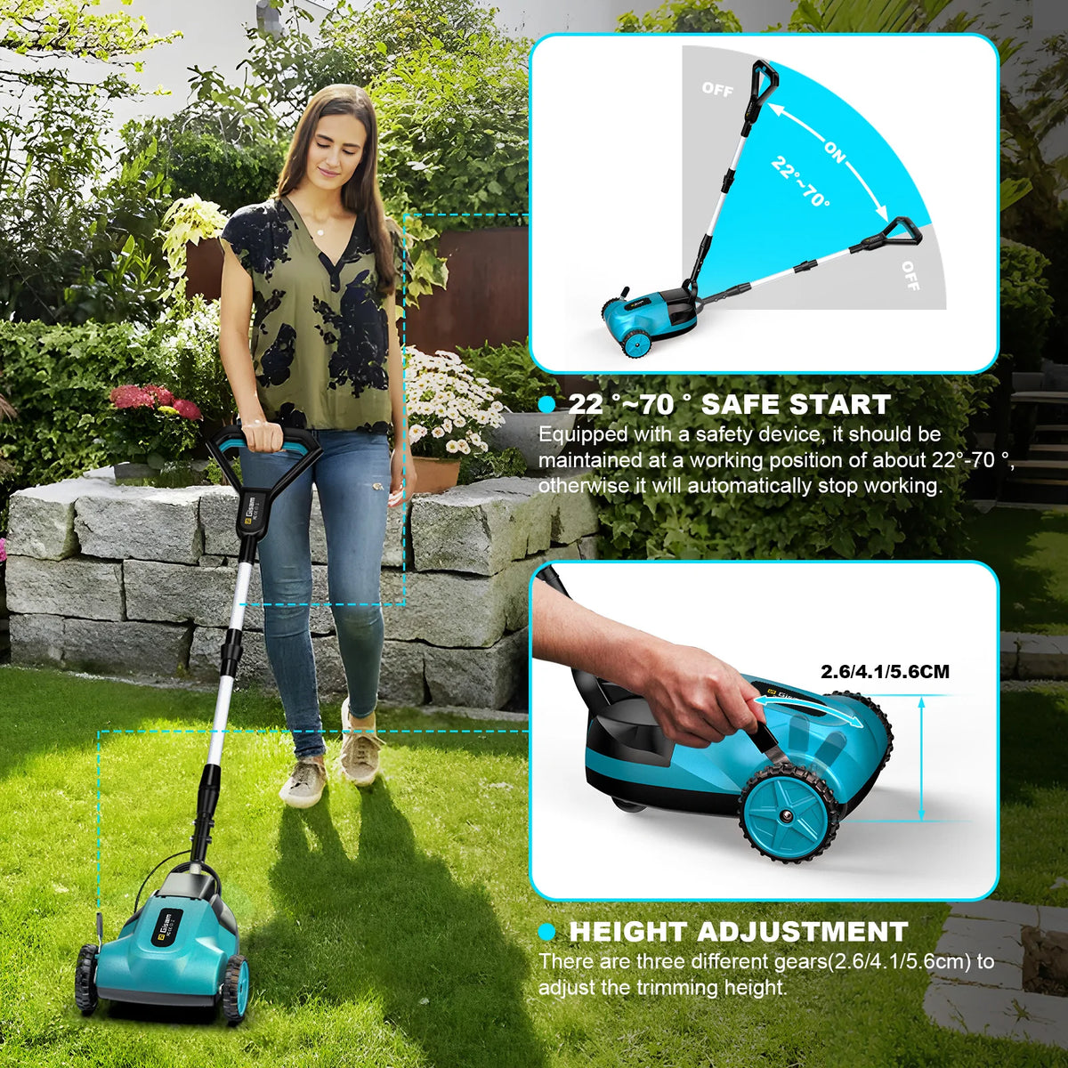 Gisam 10-inch 46.000 RPM borstelloze elektrische grasmaaier, snoerloze grastrimmer, tuinsnijder voor Makita 18V-accu