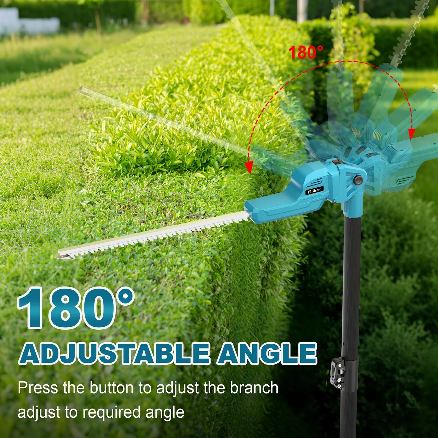 Gisam 7200SPM Electric High Branch Hedge Trimmer Brushless Cordless Telescopic Hedge Shear Power Tool For Makita 18v Battery Pin