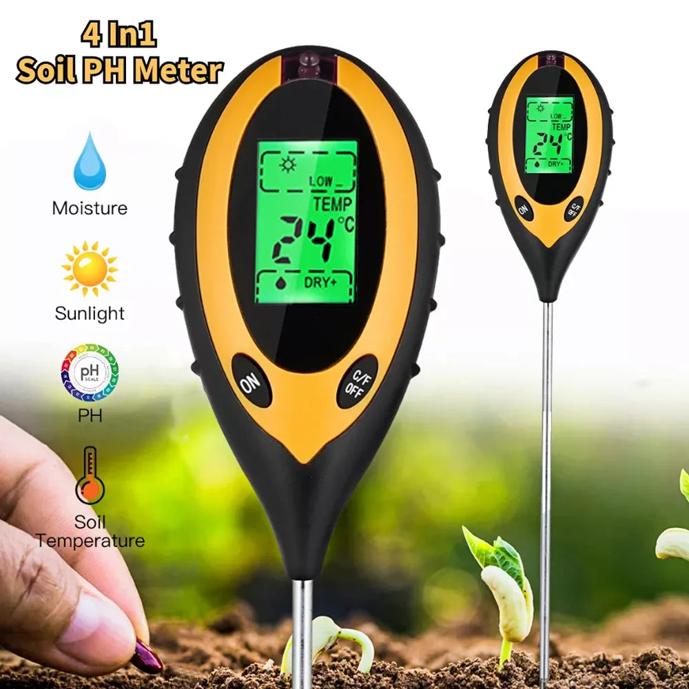 [EU Stock] Soil PH Tester 4 in 1 PH Light Moisture Acidity Tester Soil Tester Moisture Meter Plant Soil Tester Kit for Flowers