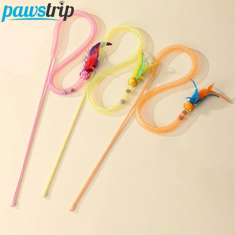 Interactive Cat Toy Funny Cat Stick toys Cat Teaser Wand with Feather Bell Kitten Playing Toys Cat Accessories