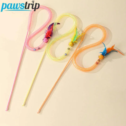 Interactive Cat Toy Funny Cat Stick toys Cat Teaser Wand with Feather Bell Kitten Playing Toys Cat Accessories