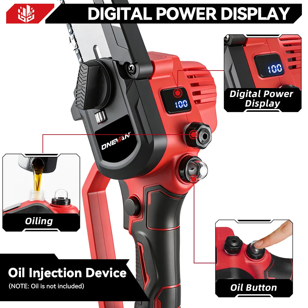 ONEVAN 8Inch Brushless Electric Chainsaw 4500W Cordless Electric Saw Rechargeable Woodworking Tool For Makita 18V Battery Pin