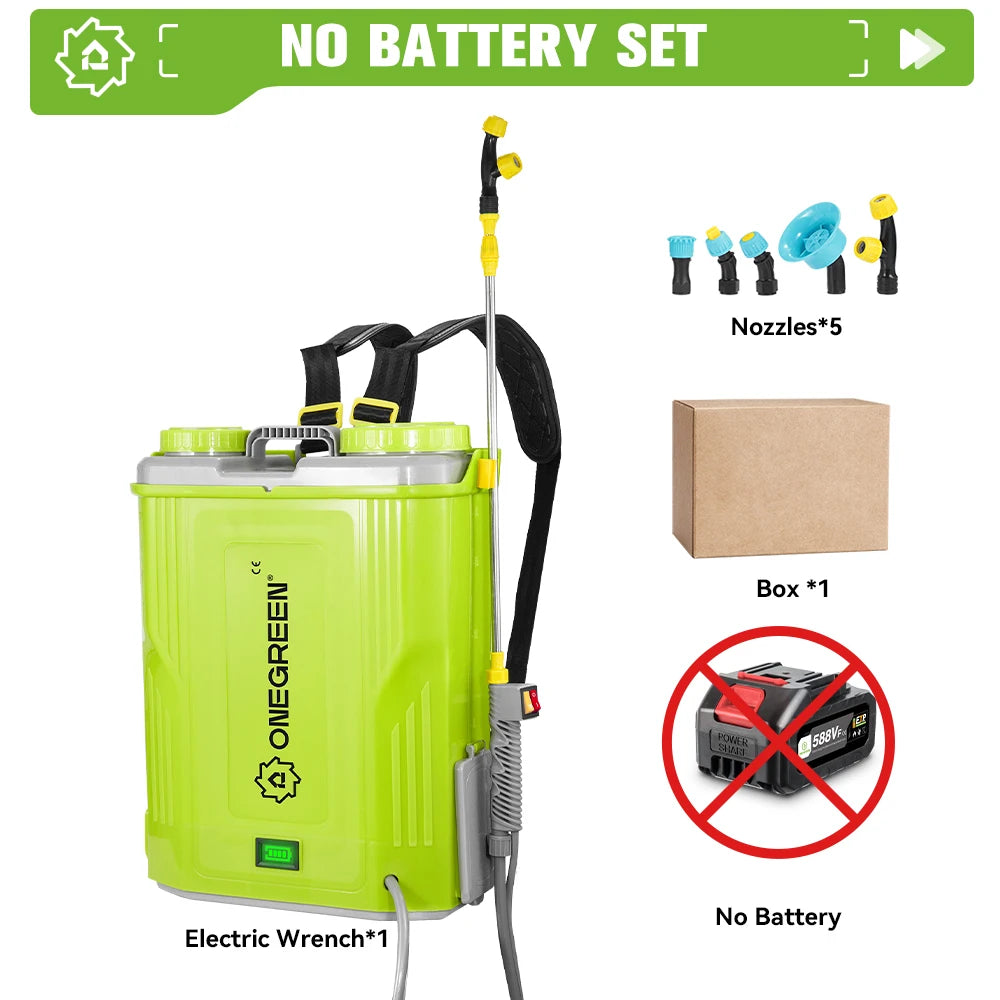 ONEGREEN Electric Sprayer 20L Large Capacity Yard Lawn Spraying Pesticide Dispenser Garden Watering For Makita 18V Battery Pin
