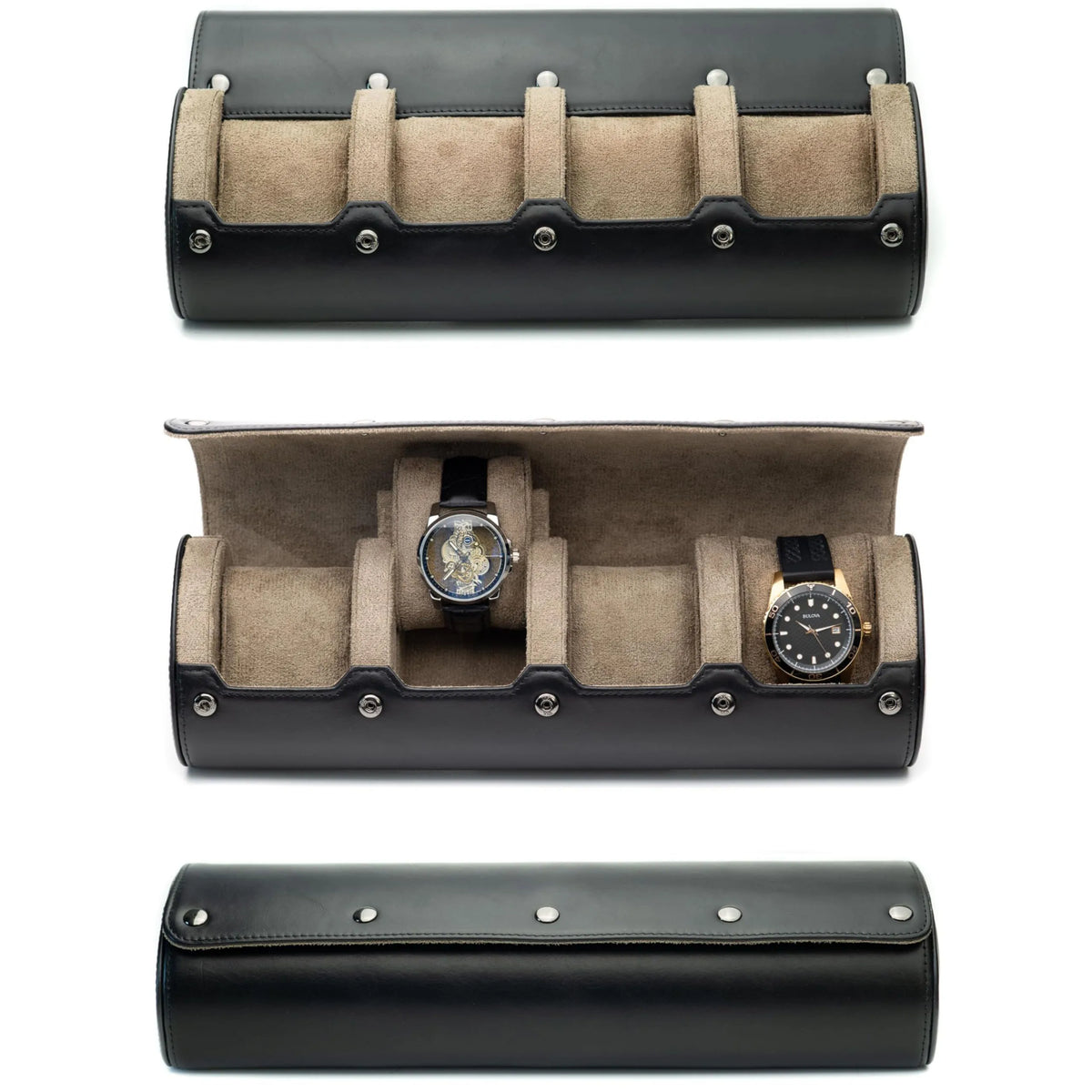 Watch Travel Case ,6 Slot Watch Roll Travel Case Organizer Display - PU Leather Watch Case - Watch Organizer  for Men & Women