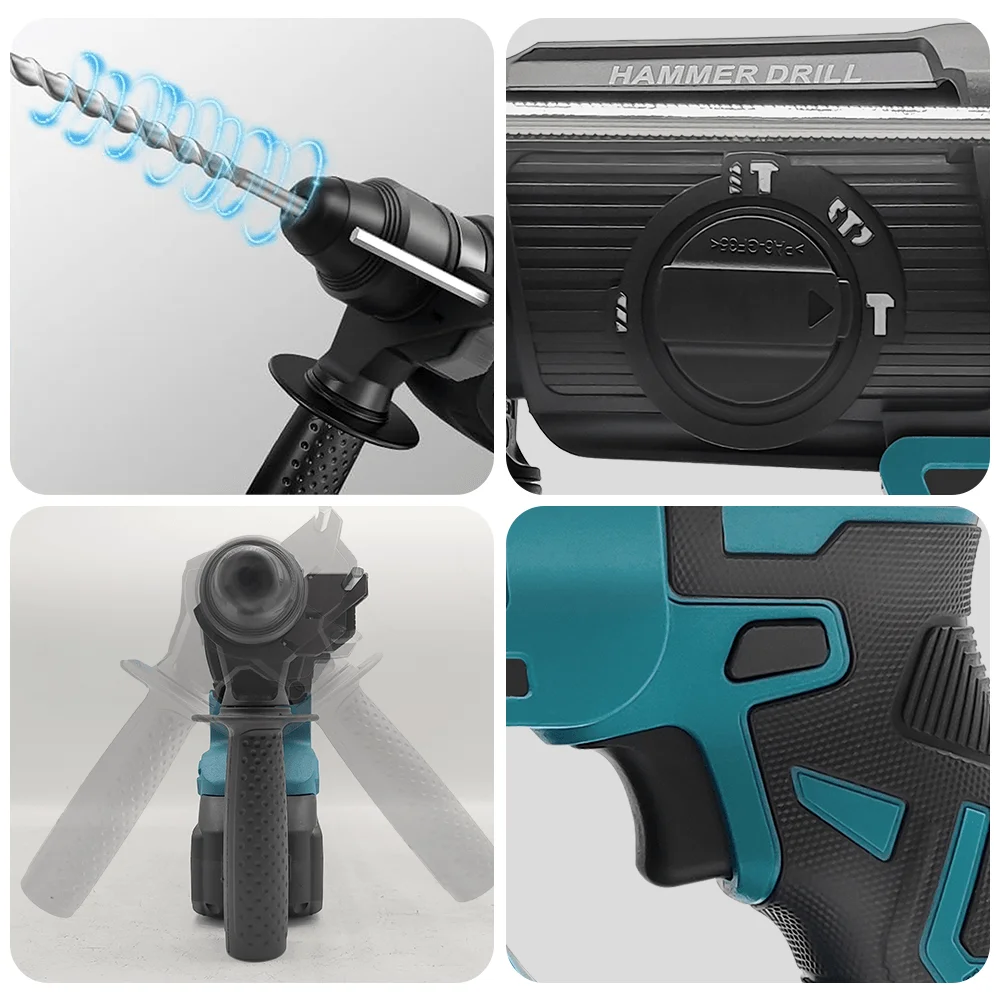 Marteau perforateur sans balais PATUOPRO 26 mm, 4 modes, SDS, rechargeable, outil électroportatif multifonction pour batterie Makita 18 V