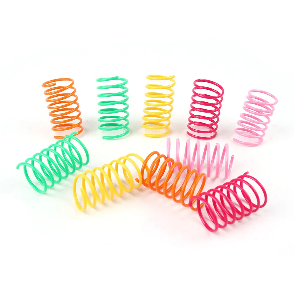 50PCs Interactive Cat Toy Cat Spring Toys for Cats Kitten Cat Funny Toys Colorful Coil Spiral Springs Cat Accessories
