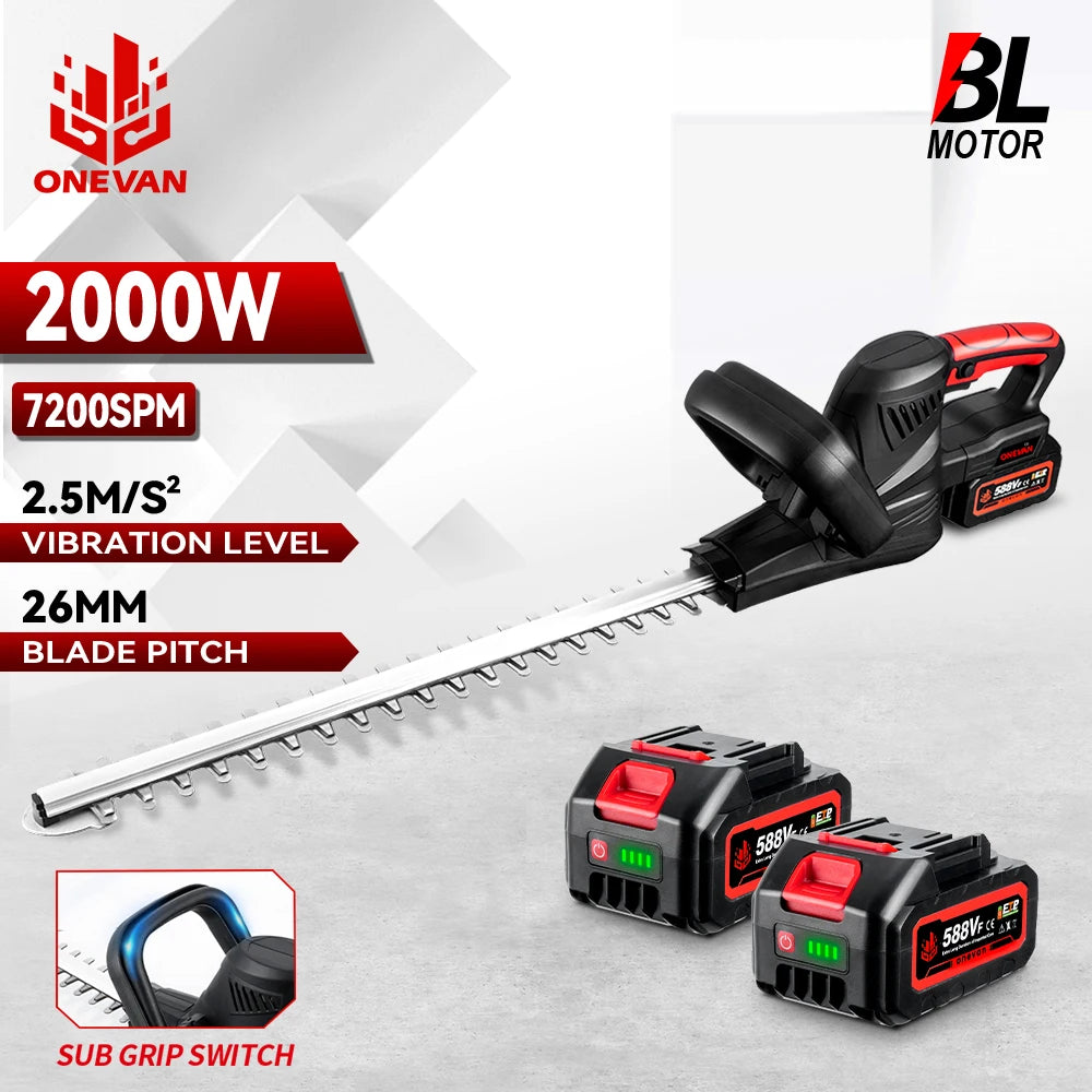 Taille-haie électrique sans balais ONEVAN 2000W, tondeuse sans fil, scie d'élagage, tondeuse à gazon, outils de jardinage pour batterie Makita 18V