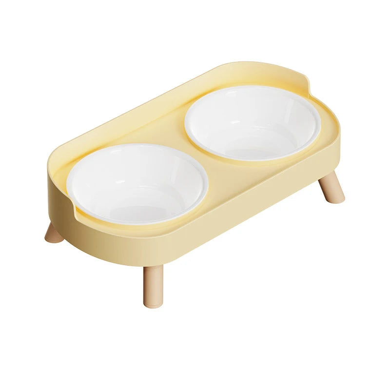 Double Pet Food Water Bowls Non-Slip Cat Bowl Stainless Steel Raised Cat Food Bowls with Stand Anti-splash Dog Bowl Pet Supplies