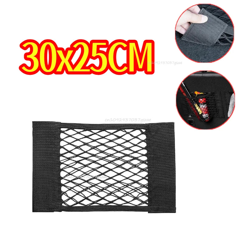 Car Trunk Mesh Organizer Magic Tape Elastic String Universal Storage Net for Seat Back Auto Interior Accessories Car Organizer