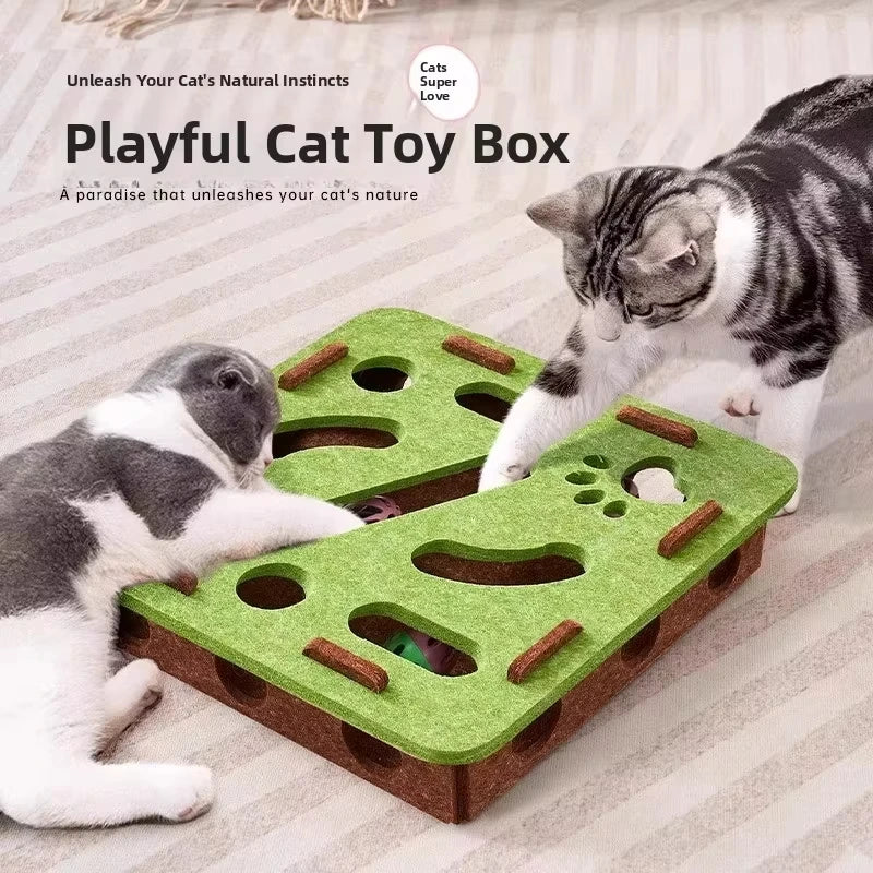 Cat Exercise Puzzle Toy Felt Puzzle Box Cat Exercise Toy With Ball Indoor Sports Entertainment Hunting Cat Toys For Indoor Cats