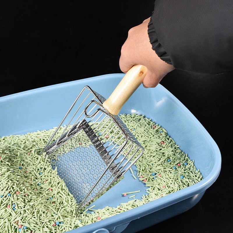 2 in 1 Stainless Steel Cat Litter Scoop Durable Mesh Kitten Litter Cleaner Pet Cleaning Tools with Hanging Hole Cat Accessories