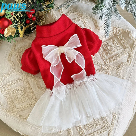 Christmas Dog Dresses Winter Dog Clothing Skirt Cat Pet Clothing Cosplay Christmas Checker Clothes for Small Dogs