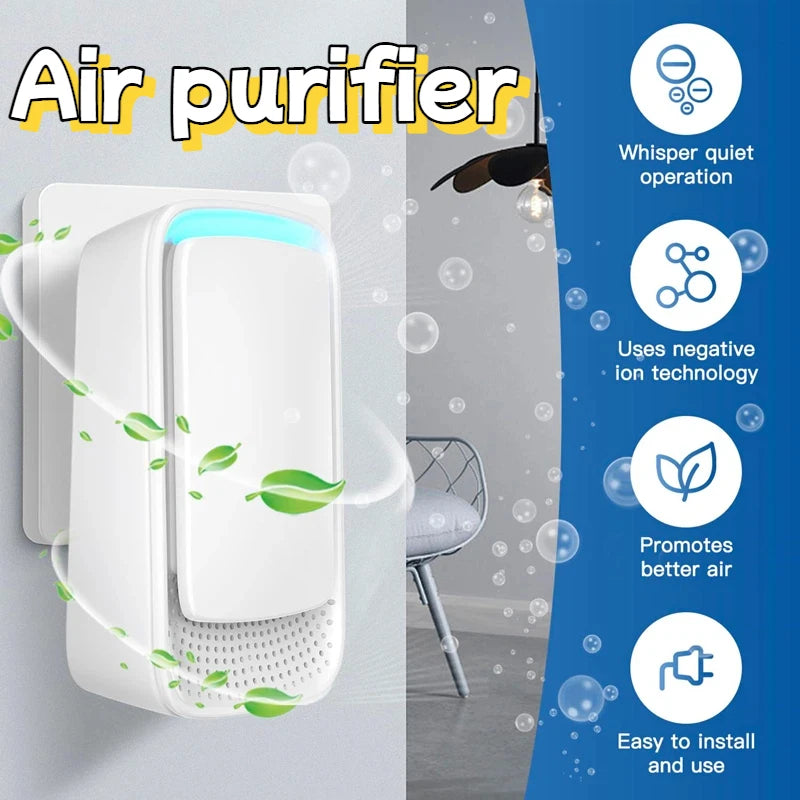 Negative Ion Mini Air Purifier Whisper Quietoperation For Indoor Bathroom Odor And Smoke Removal Air Purifier Promotesbetter Air