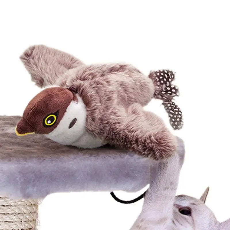 Cat Toy Bird Sparrow Catnip Toys Simulation Bird Toy Interactive Cat Toys Flapping Chirping Cat Enrichment Toys with 3 Modes USB