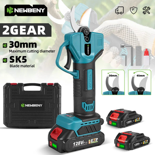 NEWBENY 30MM Electric Scissors 2 Gears Cordless Fruit Tree Branch Pruner Shear Cutting Power Tools For Makita 18V Battery Pin