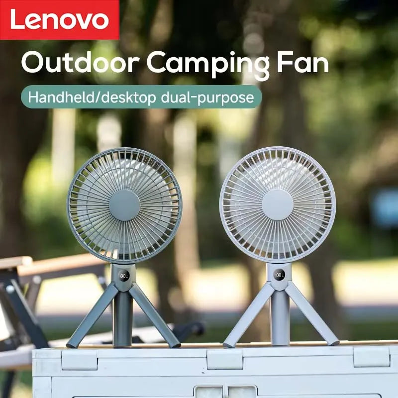 Lenovo Foldable Tripod Handheld Fan 3000mAh 4-Speed Rechargeable Fan LED Digital Display Portable Fan for Outdoor Travel Camping
